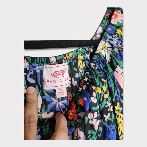 NEW Banjanan Women's Vivian Floral Smocked Cotton Blouse XS Colorful Cottagecore - Picture 4 of 9